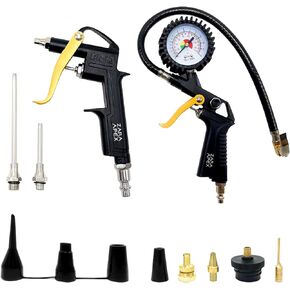 مجموعة ملحقات ضاغط الهواء شديدة التحمل من زارابكس، منفاخ الإطارات مع مقياس الضغط ومسدس نفخ الهواء مع امتداد تدفق الهواء الفولاذي in Kuwait