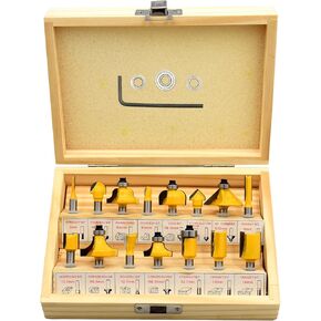 CHCYWJGJ Router Bits Set of 15 Pieces 1/4 Inch Woodwork Tools for Beginner Router Bit Kit for DIY,High Grade Yellow