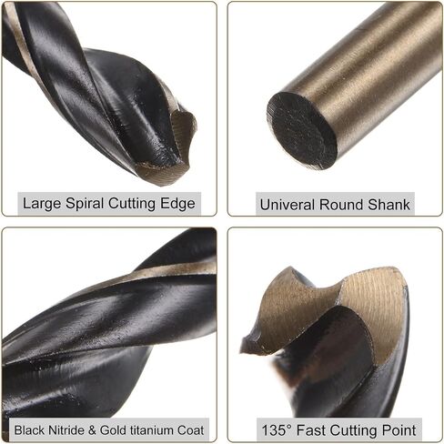 uxcell 6pcs Jobber Drill Bits 3mm Black Nitride & Gold Titanium Coated 4341 High Speed Steel (HSS) 135 Degree Split Point Twist Drill Bits for Stainless Steel Metal Plastic Wood in Saudi Arabia