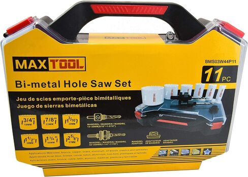 MaxTool 11PC Plumber Hole Saw Kit HSS M3 Bi-Metal Holesaw Kit 44mm Deep Cut Metal Hole Saw Kit Bimetal; BMS03W44P11 in Saudi Arabia