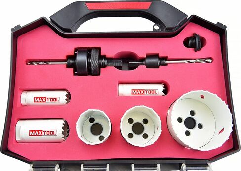 MaxTool 11PC Plumber Hole Saw Kit HSS M3 Bi-Metal Holesaw Kit 44mm Deep Cut Metal Hole Saw Kit Bimetal; BMS03W44P11 in Saudi Arabia