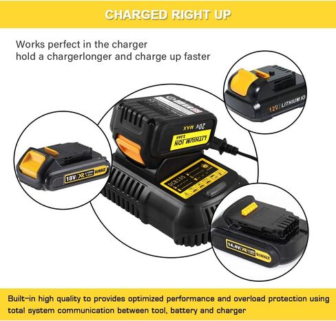 Replacement Charger Compatible with Dewalt 12V/20V Battery Charger Compatible with DCB101 DCB115 DCB107 DCB105 DCB203 DCB204 DCB206 DCB201 DCB120 DCB127 Lithium Battery Pack in Kuwait