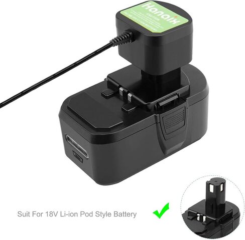 Hanaix 18V Lithium Charger for Ryobi One+ Battery P102 P103 P104 P105 P106 P107 P108 P109 P122 BPL-1815 BPL-1820G BPL18151 BPL1820 RB18L15 RB18L25 RB18L40 RB18L50 in Saudi Arabia