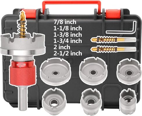 مجموعة قطع ثقب الكربيد، منشار ثقب كربيد التنجستن سريع التغيير (7/8 بوصة -2-1/2 بوصة) للفولاذ المقاوم للصدأ والمعادن والحديد (مجموعة 12 قطعة) in Kuwait