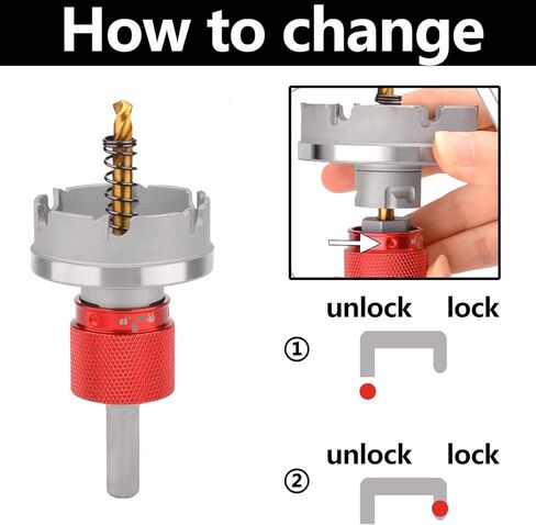 مجموعة قطع ثقب الكربيد، منشار ثقب كربيد التنجستن سريع التغيير (7/8 بوصة -2-1/2 بوصة) للفولاذ المقاوم للصدأ والمعادن والحديد (مجموعة 12 قطعة) in Kuwait