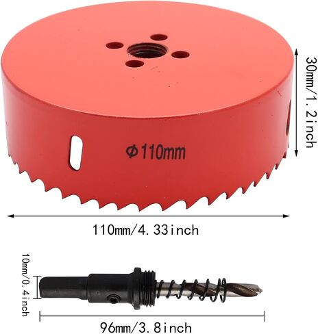 110mm/4.33 Inch Hole Saw Bi-Metal Saw Drilling Tool with Twist Drill Bit, General Purpose Saw for Cornhole Boards Wood Plasterboard Plywood Plastic in Saudi Arabia