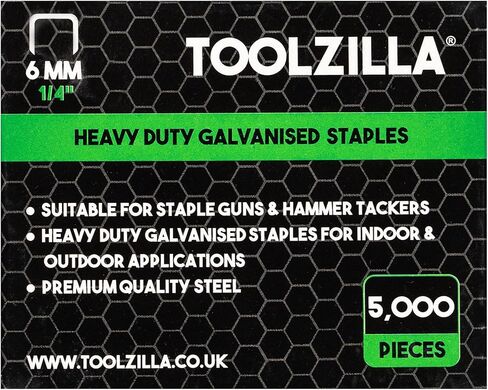 دبابيس تولزيلا شديدة التحمل للمسدس الأساسي - عبوة مكونة من 5000 دبابيس مجلفنة مقاس 6 مم من تولزيلا (تاج ضيق). مثالية لمسدس الكابلات والاستخدامات الأخرى. in Kuwait