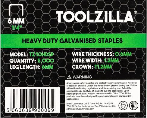 دبابيس تولزيلا شديدة التحمل للمسدس الأساسي - عبوة مكونة من 5000 دبابيس مجلفنة مقاس 6 مم من تولزيلا (تاج ضيق). مثالية لمسدس الكابلات والاستخدامات الأخرى. in Kuwait