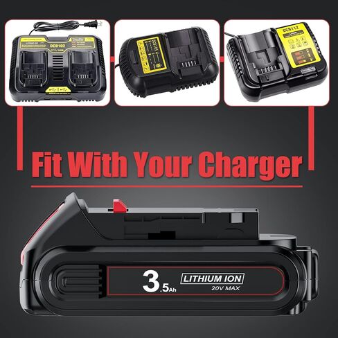 Upgraded 2Pack 3.5Ah 20V Battery Replacement for Dewalt Battery 20Volt Max Li-ion Battery Compatible with Dewalt 20V Battery DCB200 DCB203 DCB204 DCV580 DCB180 for Dewalt 20Volt Cordless Tools Battery in Kuwait