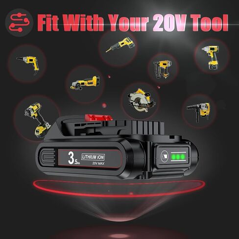 Upgraded 2Pack 3.5Ah 20V Battery Replacement for Dewalt Battery 20Volt Max Li-ion Battery Compatible with Dewalt 20V Battery DCB200 DCB203 DCB204 DCV580 DCB180 for Dewalt 20Volt Cordless Tools Battery in Kuwait