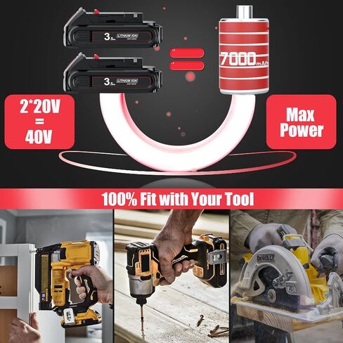 Upgraded 2Pack 3.5Ah 20V Battery Replacement for Dewalt Battery 20Volt Max Li-ion Battery Compatible with Dewalt 20V Battery DCB200 DCB203 DCB204 DCV580 DCB180 for Dewalt 20Volt Cordless Tools Battery in Kuwait