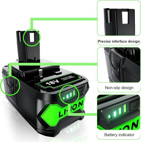 POWTREE 18V 6.5Ah P108 بطارية ليثيوم أيون بديلة لبطارية Ryobi 18V ONE+ P108 P102 P103 P104 P105 P107 P109 P122 بطارية أدوات الطاقة اللاسلكية مع مؤشر LED 2 حزمة + مبدل in Kuwait
