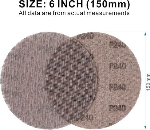 50-Pack 6" Ceramic Alumina Mesh Sanding Discs, 80 Grit Hook & Loop | 80 Grit Ceramic Alumina Mesh Sanding Discs with Hook & Loop Backing, Anti-Clogging Design for Auto, Wood, Drywall and Metal in Saudi Arabia