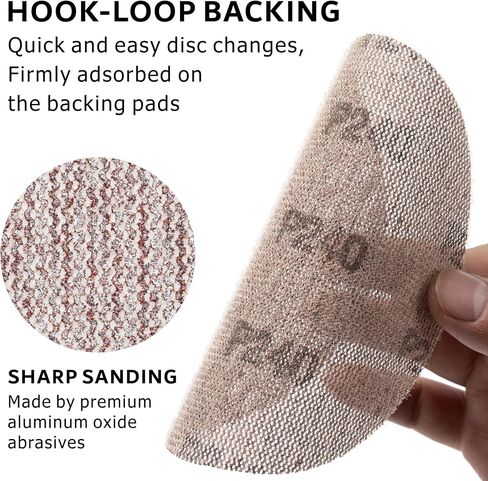50-Pack 6" Ceramic Alumina Mesh Sanding Discs, 80 Grit Hook & Loop | 80 Grit Ceramic Alumina Mesh Sanding Discs with Hook & Loop Backing, Anti-Clogging Design for Auto, Wood, Drywall and Metal in Saudi Arabia