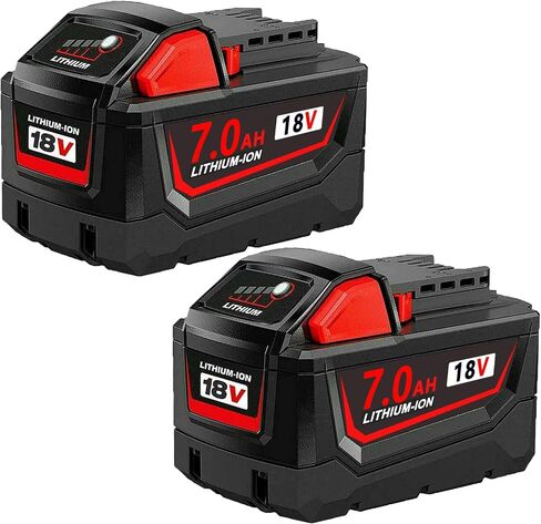 Kulatiom 2 Packs 18V 7000mAh Replacement Battery for Milw M-18 Battery Pack Compatible with Milw M-18 7.0Ah Lithium Battery 48-11-1890,48-11-1850, 48-11-1828, 48-11-1820,48-11-1815 Cordless Tools in Saudi Arabia