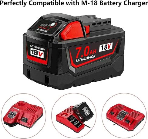 Kulatiom 2 Packs 18V 7000mAh Replacement Battery for Milw M-18 Battery Pack Compatible with Milw M-18 7.0Ah Lithium Battery 48-11-1890,48-11-1850, 48-11-1828, 48-11-1820,48-11-1815 Cordless Tools in Saudi Arabia