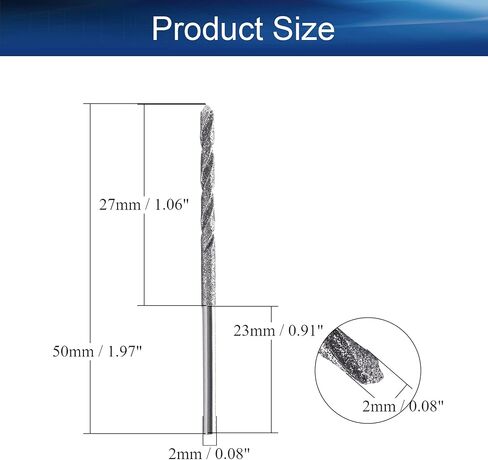 Auniwaig 2mm الماس تويست لقم الحفر عالية السرعة الصلب HSS للزجاج أصداف البحر الحجر 5 قطع in Kuwait