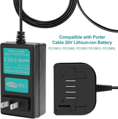 Creabest 20V Lithium Battery Charger PCC681L Compatible with Porter Cable PCC680L, PCC685L, PCC601, Compatible with 20V Black Decker LST220, LBX20, LBXR20 Li-ion Battery in Saudi Arabia