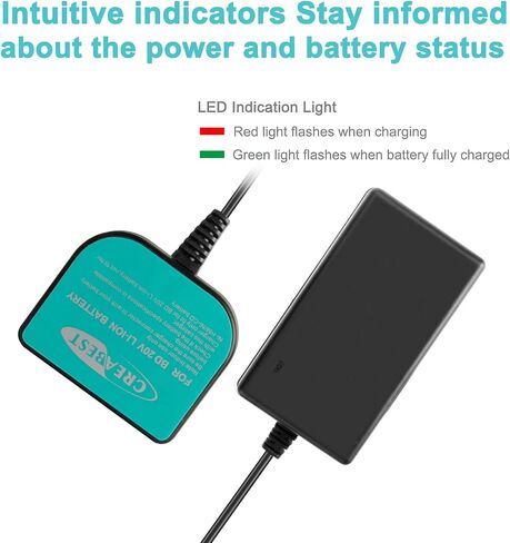Creabest 20V Lithium Battery Charger PCC681L Compatible with Porter Cable PCC680L, PCC685L, PCC601, Compatible with 20V Black Decker LST220, LBX20, LBXR20 Li-ion Battery in Saudi Arabia