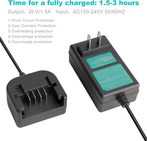 Creabest 20V Lithium Battery Charger PCC681L Compatible with Porter Cable PCC680L, PCC685L, PCC601, Compatible with 20V Black Decker LST220, LBX20, LBXR20 Li-ion Battery in Saudi Arabia