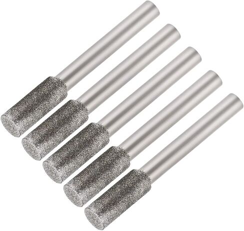 uxcell Diamond Burrs Grinding Drill Bits for Carving Rotary Tool 1/4-Inch Shank 6mm Cylindrical 150 Grit 5 Pcs in Kuwait