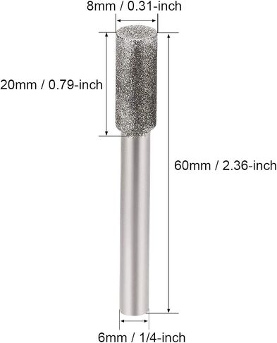 uxcell Diamond Burrs Grinding Drill Bits for Carving Rotary Tool 1/4-Inch Shank 6mm Cylindrical 150 Grit 5 Pcs in Kuwait