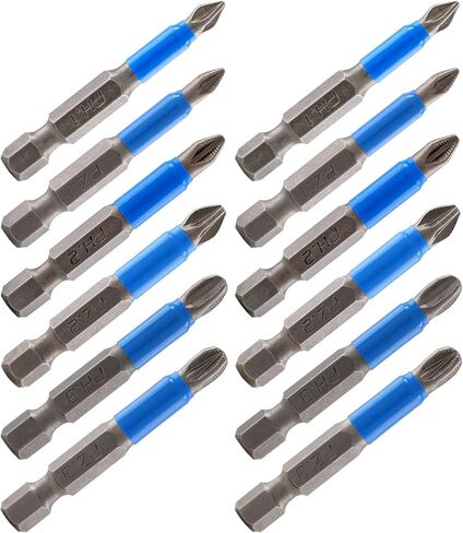 Litoexpe 12 Pcs Magnetic Anti-Slip Screwdriver Bits Set, PH1 PH2 PH3 PZ1 PZ2 PZ3, Impact Driver Bit Set 1/4 Inch Hex Shank Phillips Screw Head Screwdriver Bits in Kuwait