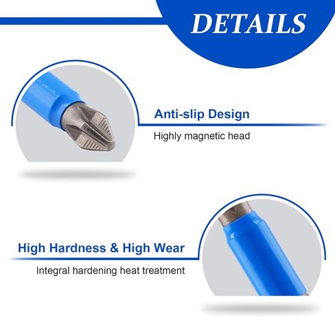 Litoexpe 12 Pcs Magnetic Anti-Slip Screwdriver Bits Set, PH1 PH2 PH3 PZ1 PZ2 PZ3, Impact Driver Bit Set 1/4 Inch Hex Shank Phillips Screw Head Screwdriver Bits in Kuwait