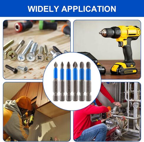 Litoexpe 12 Pcs Magnetic Anti-Slip Screwdriver Bits Set, PH1 PH2 PH3 PZ1 PZ2 PZ3, Impact Driver Bit Set 1/4 Inch Hex Shank Phillips Screw Head Screwdriver Bits in Kuwait