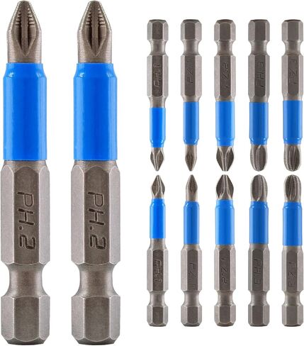 Litoexpe 12 Pcs Magnetic Anti-Slip Screwdriver Bits Set, PH1 PH2 PH3 PZ1 PZ2 PZ3, Impact Driver Bit Set 1/4 Inch Hex Shank Phillips Screw Head Screwdriver Bits in Kuwait