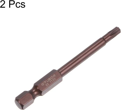 2pcs T10 Torx Bit 1/4" Hex Shank 3" Length Magnetic Security Star Screwdriver Power Tool, Red in Saudi Arabia