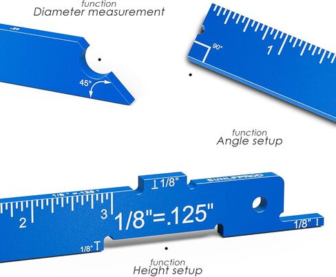 Router Table Setup Bars, Upgrade 7pcs Aluminum Precision Router Table Setup Block, Router Setup Gauge, Router Setup Bar for Woodworking Setup Table Saw Angle & Drill diameter Measuring (Blue) in Saudi Arabia