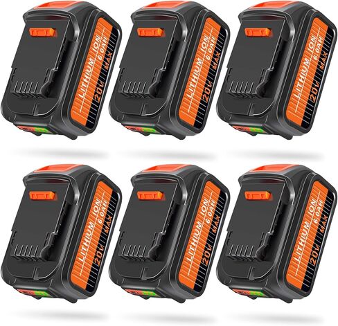 6 قطع بديلة لبطارية 6.0 أمبير في الساعة لبطارية ديوالت 20 فولت (أصفر) in Kuwait