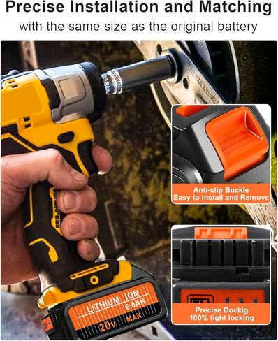 6 قطع بديلة لبطارية 6.0 أمبير في الساعة لبطارية ديوالت 20 فولت (أصفر) in Kuwait