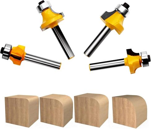 مجموعة لقمة توجيه راوتر دوفر من شانك ، ريشة تشكيل الحافة الدائرية ، أدوات طحن النجارة ، لملحقات طاولة الراوتر (R 2/1 بوصة ، 1/4 بوصة ، 3/8 بوصة ، 5/8 بوصة) 4 قطع in Kuwait