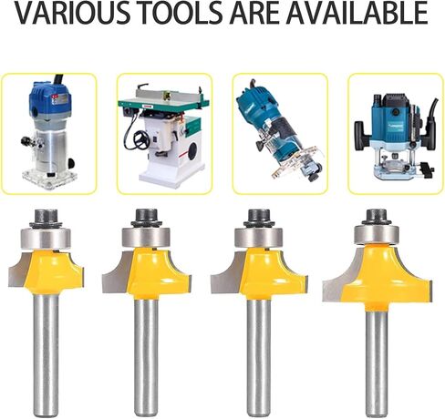 مجموعة لقمة توجيه راوتر دوفر من شانك ، ريشة تشكيل الحافة الدائرية ، أدوات طحن النجارة ، لملحقات طاولة الراوتر (R 2/1 بوصة ، 1/4 بوصة ، 3/8 بوصة ، 5/8 بوصة) 4 قطع in Kuwait
