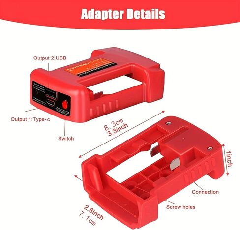 Battery Adapter for 18V/20V Battery Adaptor with USB Charger & Type-C PD Power Source Charger for MIL 20v 18V MAX Lithium Battery（Adapter Only） (MIL) in Saudi Arabia