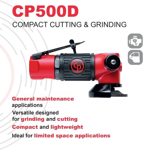 Chicago Pneumatic CP7500D - أداة مطحنة الهواء، لحام، أعمال النجارة، تفاصيل السيارات، ملمع من الفولاذ المقاوم للصدأ، شديد التحمل، مطحنة زاوية قائمة، 2 بوصة (50 مم)، 0.2 حصان / 150 وات - 22000 دورة في الدقيقة، أحمر in Kuwait