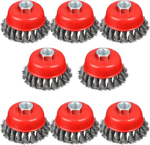 4"Wire Wheel Cup Brush, Coarse Twisted Knotted Wire Wheel for Angle Grinder | WENHUALI 5/8 Inch-11 Threaded Arbor 0.020" Carbon Steel Wire Brush for Grinder, Heavy Cleaning Rust, Abrasive 2 pack in Saudi Arabia
