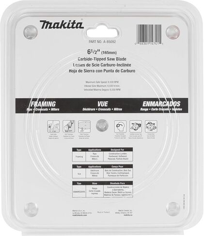 Makita A-85092 6-1/2" 24T Carbide-Tipped Circular Saw Blade, General Purpose in Saudi Arabia