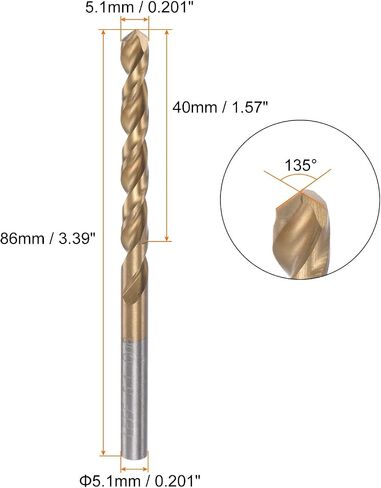 HARFINGTON Twist Drill Bit 5.4mm Titanium Coated (HSS-E) M42 High Speed Steel 8% Cobalt Straight Shank for Stainless Steel Aluminum Alloy Metal in Saudi Arabia