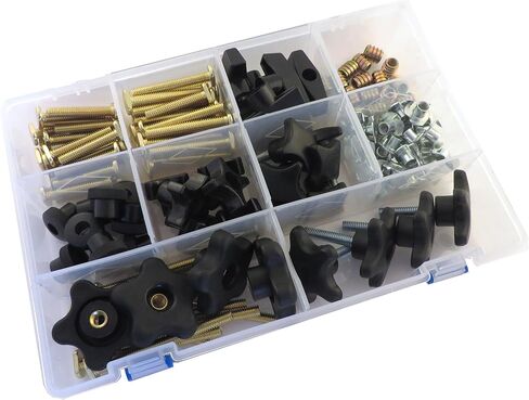 129 Piece Jig Fixture T Track Hardware Kit 5/16 18 Threads with Knobs, T Bolts, Threaded Inserts 129PJHK-5/16 in Saudi Arabia
