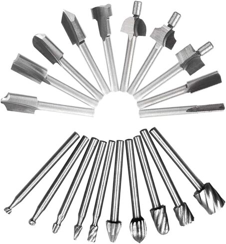 HSS Router Carbide Engraving Bits and Router Bit Set 1/8"(3.2mm) Shank HSS Rotary Router Bits Tool for DIY Woodworking Edge Grooving Wood Deburring Engraving and Milling,20 Pcs in Saudi Arabia