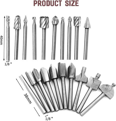 HSS Router Carbide Engraving Bits and Router Bit Set 1/8"(3.2mm) Shank HSS Rotary Router Bits Tool for DIY Woodworking Edge Grooving Wood Deburring Engraving and Milling,20 Pcs in Saudi Arabia