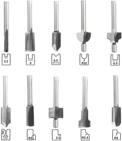 HSS Router Carbide Engraving Bits and Router Bit Set 1/8"(3.2mm) Shank HSS Rotary Router Bits Tool for DIY Woodworking Edge Grooving Wood Deburring Engraving and Milling,20 Pcs in Saudi Arabia