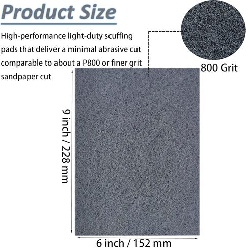 Tonmp 10 Pack 6 x 9 Inch 800 Grit General Purpose Scuff Pads for Scuffing, Scouring, Sanding, Paint Primer Prep Adhesion Scratch - Surface Preparation Automotive Car Auto Body Woodworking (Grey) in Saudi Arabia