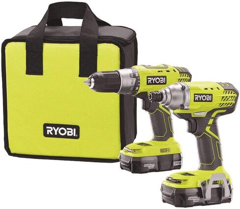 طقم أدوات للمثقب/المحرك المتنقل والمضغوط من Ryobi P1832 18V (6 قطع، 1 × مثقاب / سائق P277، 1 × سائق صدمات، 1 × شاحن كيميائي P118 مزدوج، 2x P102 18 فولت، 1 × حقيبة أدوات) in Saudi Arabia