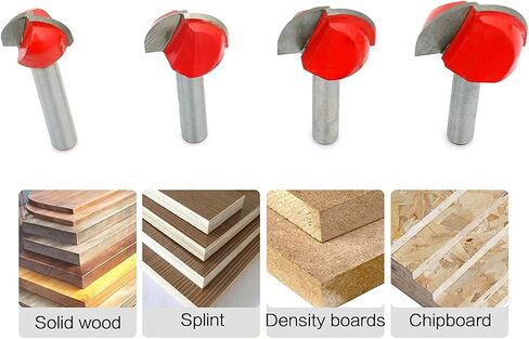 UCUT ( 4 Pcs) 1/4 Inch Shank Cove Box Router Bit - 5/8" 3/4" 7/8" 1" Cutting Diameter Solid Carbide Double Flute Core Box Round Nose Woodworking Tool in Saudi Arabia