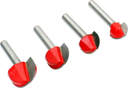 UCUT ( 4 Pcs) 1/4 Inch Shank Cove Box Router Bit - 5/8" 3/4" 7/8" 1" Cutting Diameter Solid Carbide Double Flute Core Box Round Nose Woodworking Tool in Saudi Arabia