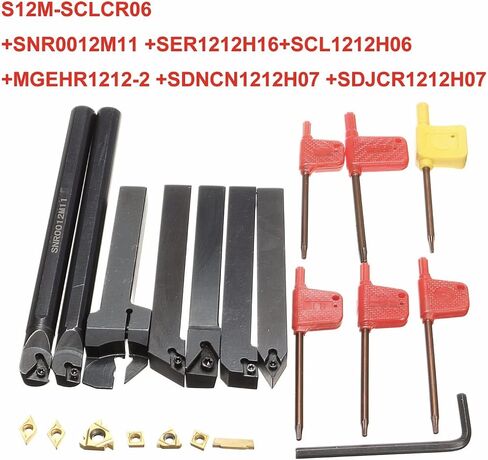 7Pcs 1/2inch/12mm Shank Indexable Carbide Turning Tool Holder Bit Set 7Pcs Indexable Carbide Turning Insert in Saudi Arabia